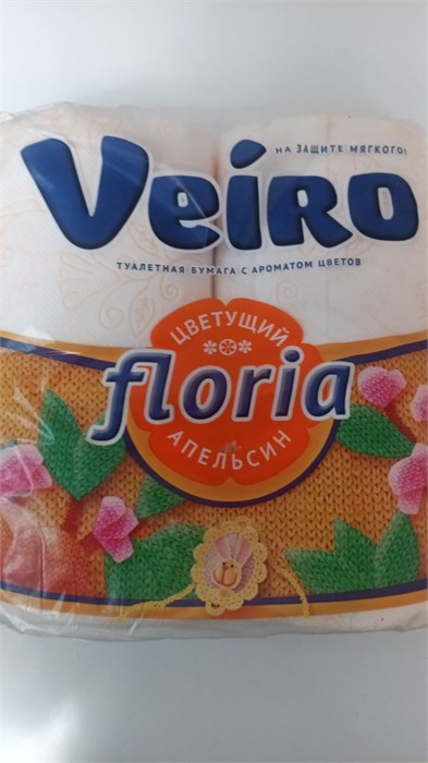 Бумага туалетная Veiro "Floria. Цветущий апельсин" 2-х слойн., 4шт., тиснение, с рисунком 11143 - фото 1228