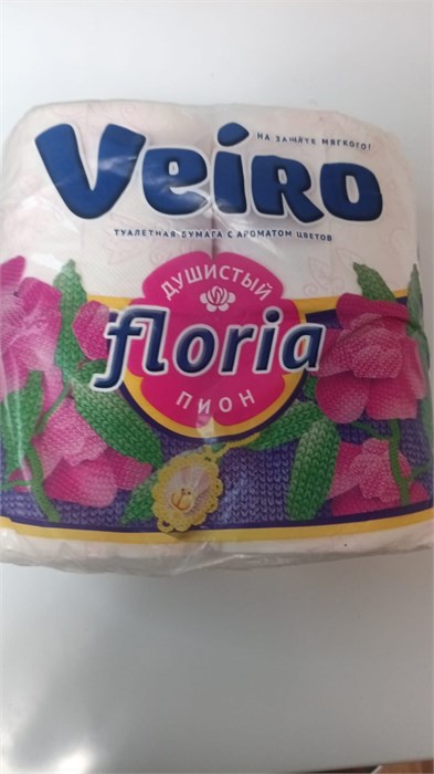 Бумага туалетная Veiro "Floria. Душистый пион" 2-х слойн., 4шт., тиснение, с рисунком, белая 11144 - фото 1229