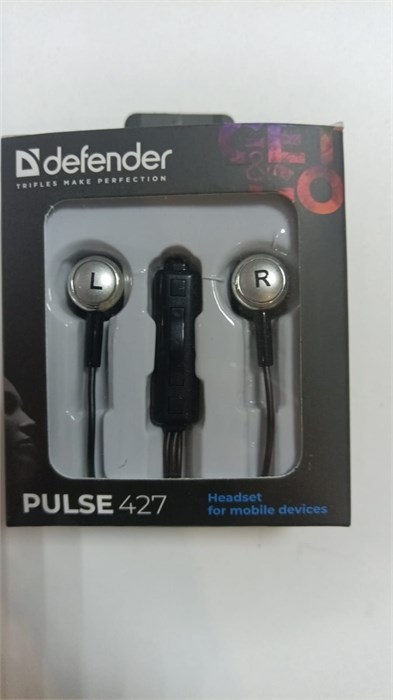 Наушники с микрофоном DEFENDER Pulse-427. Вакуумные. Микрофон на проводе. Разъём: 4-пин 3.5 мм jack. 20-20000 Гц. Регулятор громкости. провод: 1.2 м (63427) 63427 - фото 1819