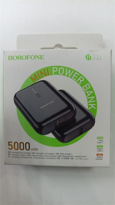 Внешний АКБ BOROFONE BJ31 Level 5000 mAh, 1xUSB, 1xUSB-C, 3А, QC 3.0, PD20W, Li-Pol (черный) 00057832 - фото 1884