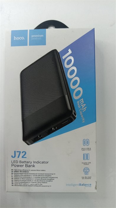 Внешний АКБ HOCO J72 Easy Travel 10000mAh, 2хUSB, 2A, Li-Pol (черный) 00049886 - фото 1886