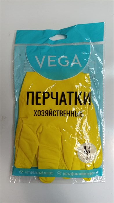 Перчатки резиновые хозяйственные Vega, многоразовые, хлопчатобумажное напыление, р. M, желтые, пакет с европодвесом 299046 - фото 1996