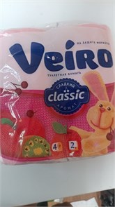 Бумага туалетная Veiro "Classic" 2-слойная, 4шт., ароматизир., тиснение, розовая 11145