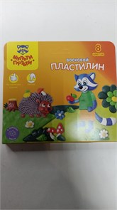 Пластилин Мульти-Пульти "Енот в лесу", 08 цветов, 120г, восковой, со стеком, картон, европодвес 11203