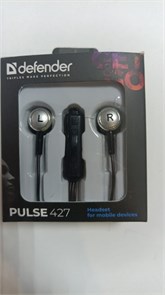 Наушники с микрофоном DEFENDER Pulse-427. Вакуумные. Микрофон на проводе. Разъём: 4-пин 3.5 мм jack. 20-20000 Гц. Регулятор громкости. провод: 1.2 м (63427) 63427