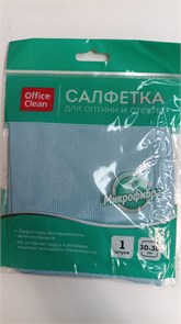 Салфетка для оптики и стекла OfficeClean, плотная микрофибра, 30*30см, синяя 275763