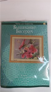 Набор для вышивания бисером Рыжий кот "Розовые лилии", 27х35 см, частичн.запол, канва с рис. 11854